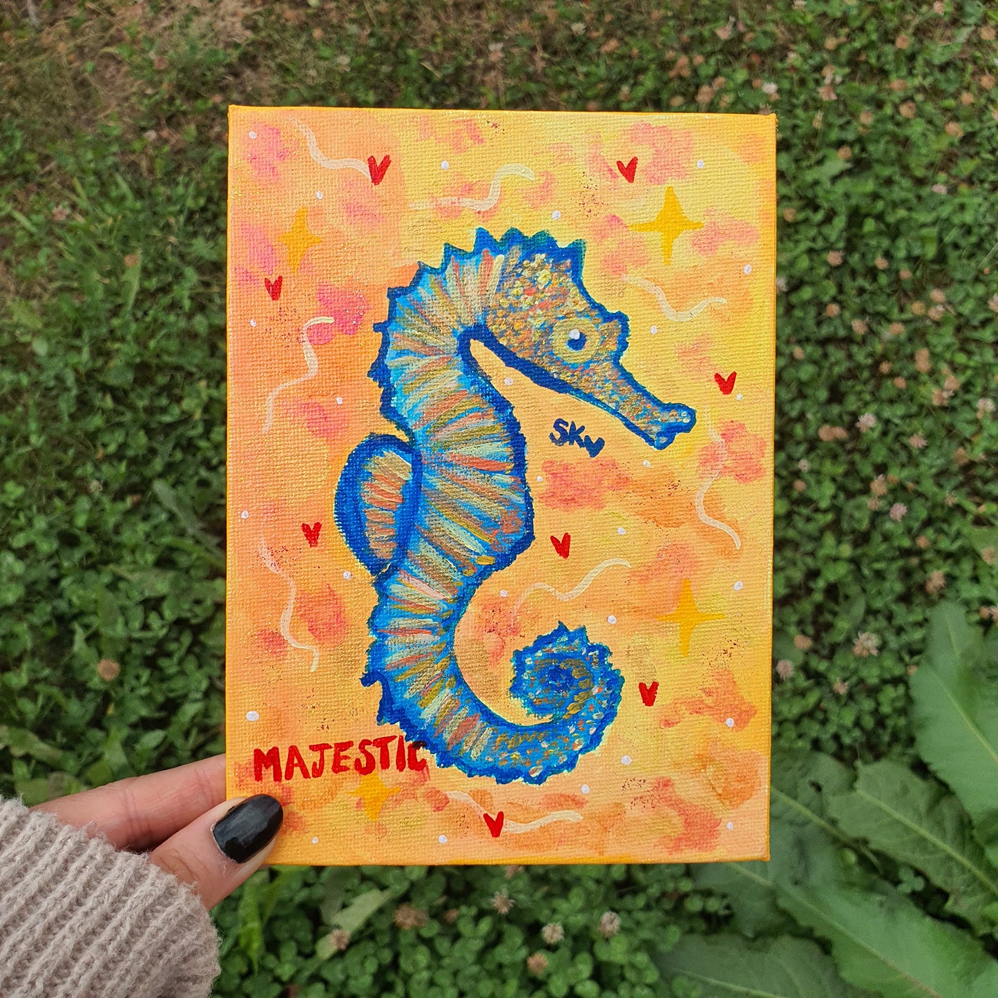 Seahorse Spirit Animal Canvas Original Painting