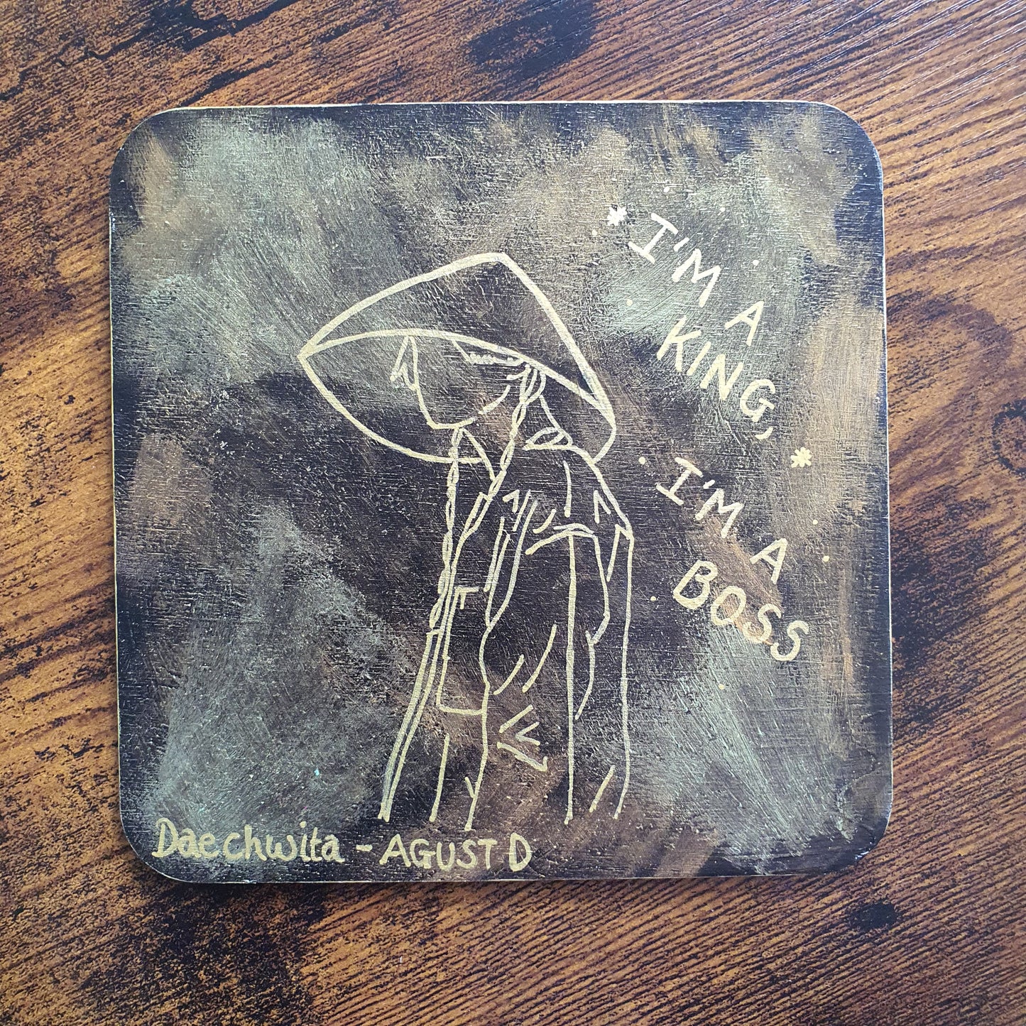 BTS Agust D ( Yoongi) - Daechwita inspired Wooden Art Painting