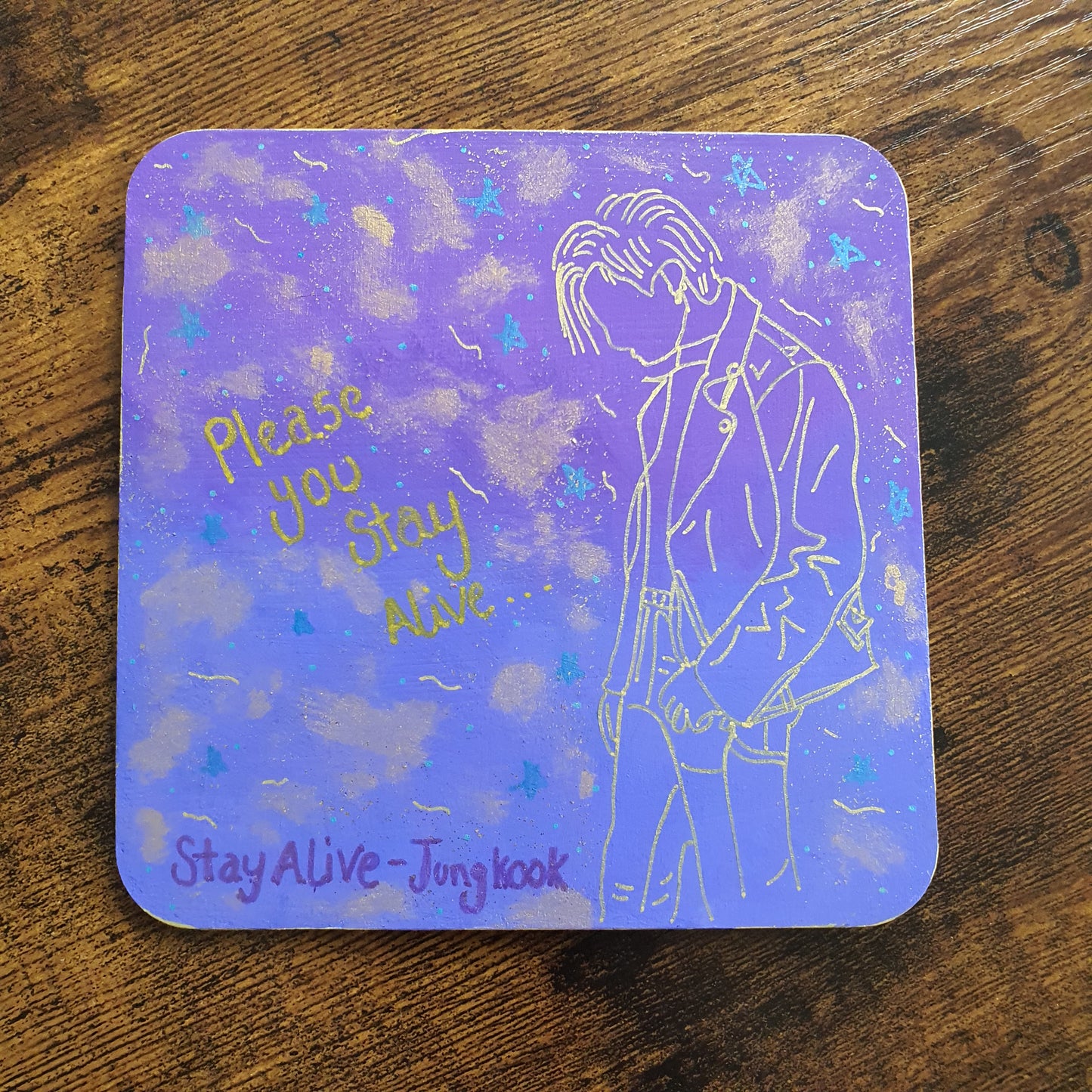 BTS Jungkook - Stay alive inspired Wooden Art Painting