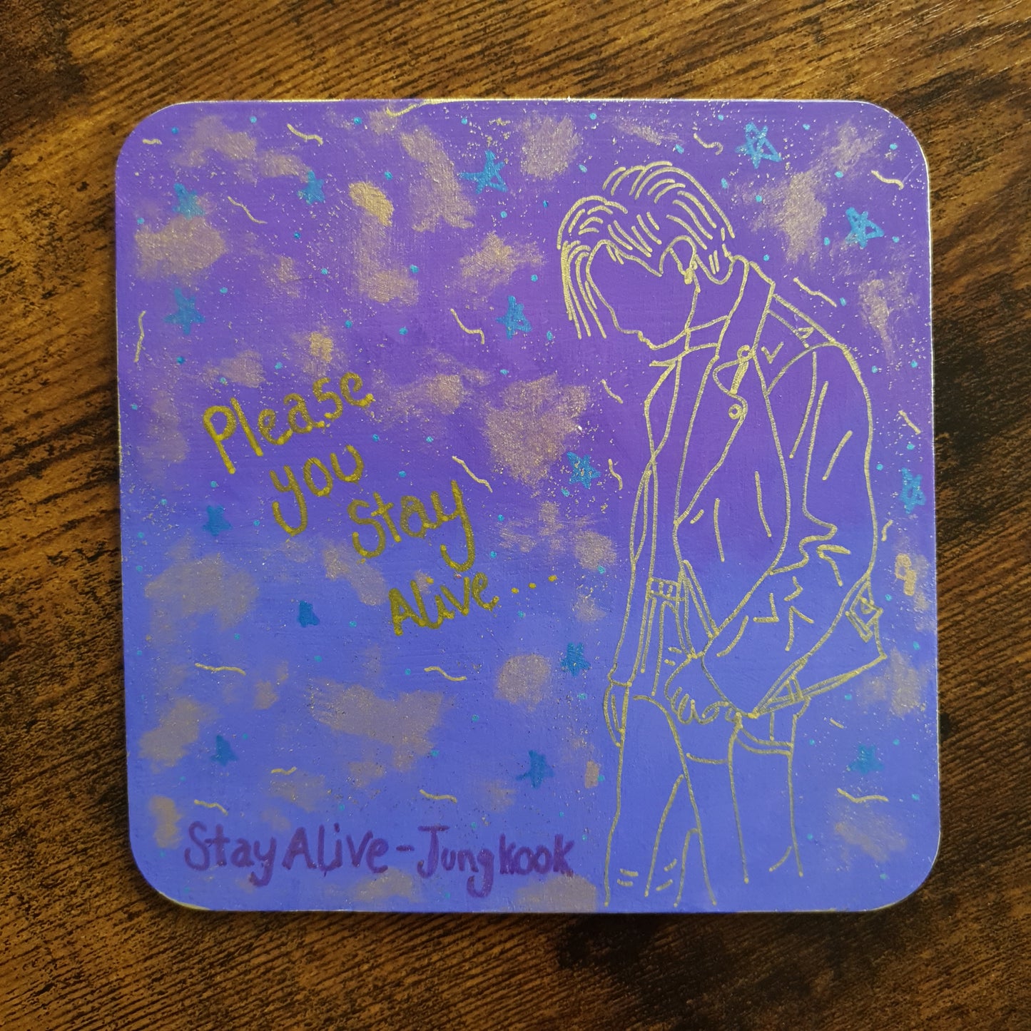 BTS Jungkook - Stay alive inspired Wooden Art Painting