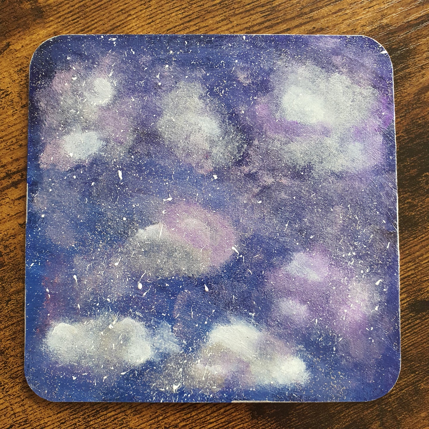 Purple galaxy clouds - Wooden Painting