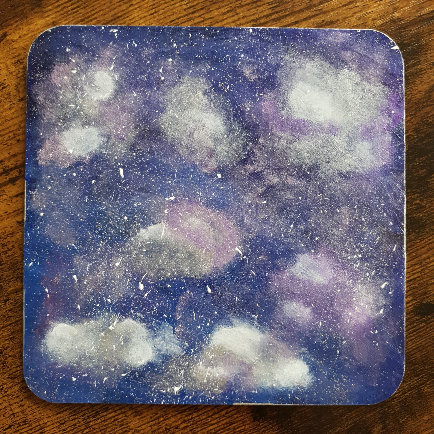 Purple galaxy clouds - Wooden Painting