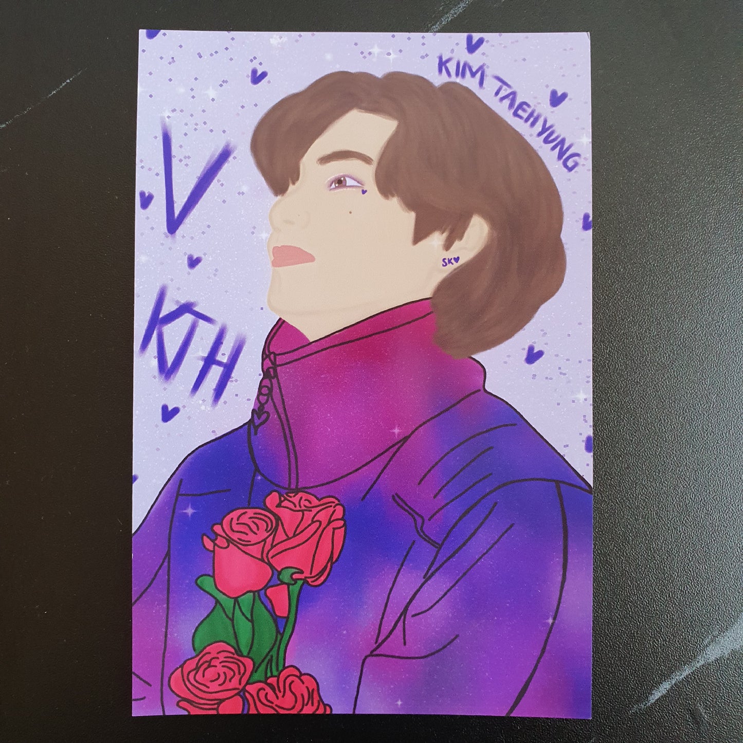 BTS Taehyung (V) - Rose inspired Art Print