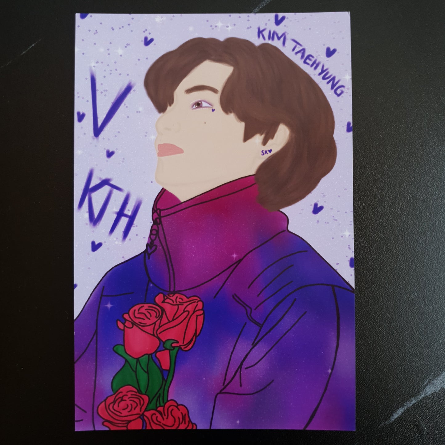 BTS Taehyung (V) - Rose inspired Art Print