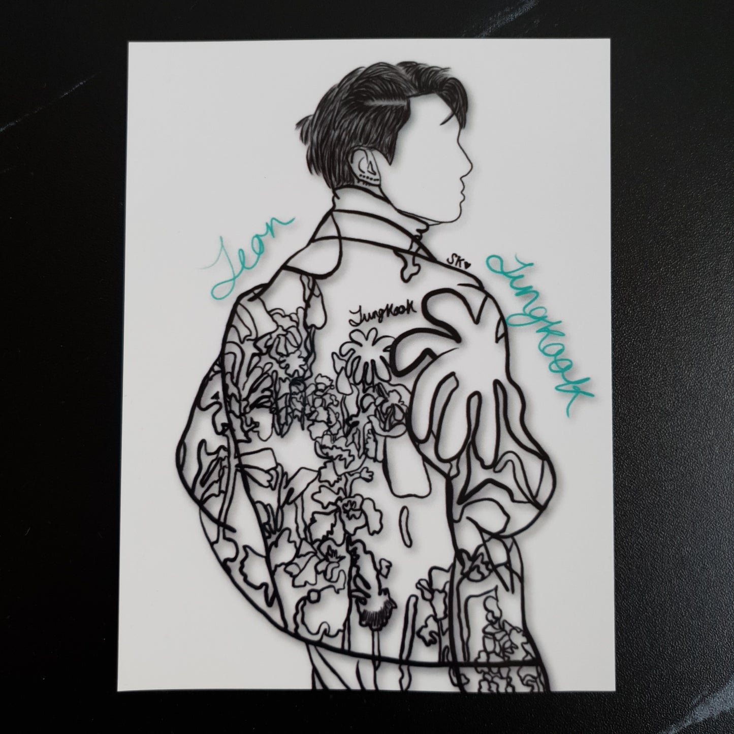 BTS Jungkook - Black and White Coloured Art Print