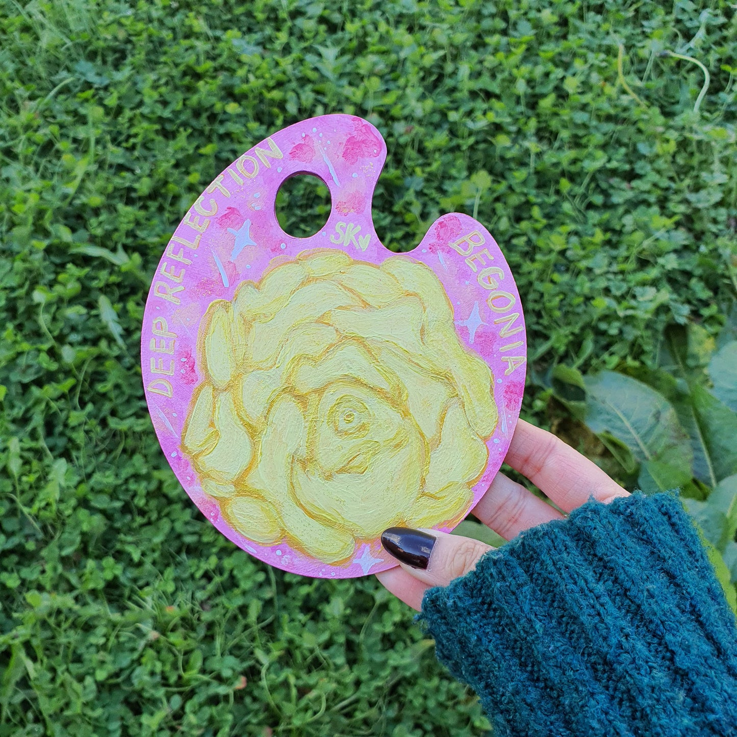 Flower Essence Yellow Begonia Reflection Original Painting