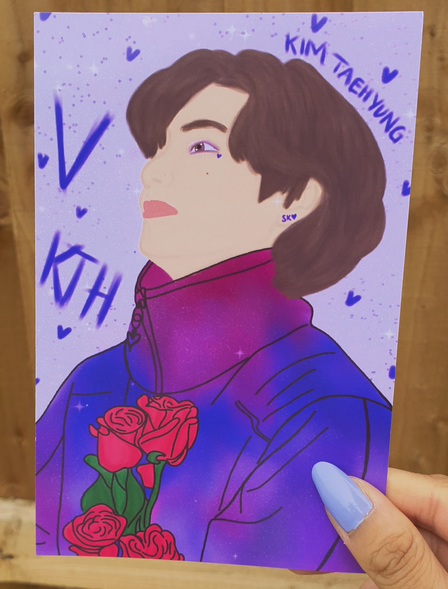 BTS Taehyung (V) - Rose inspired Art Print